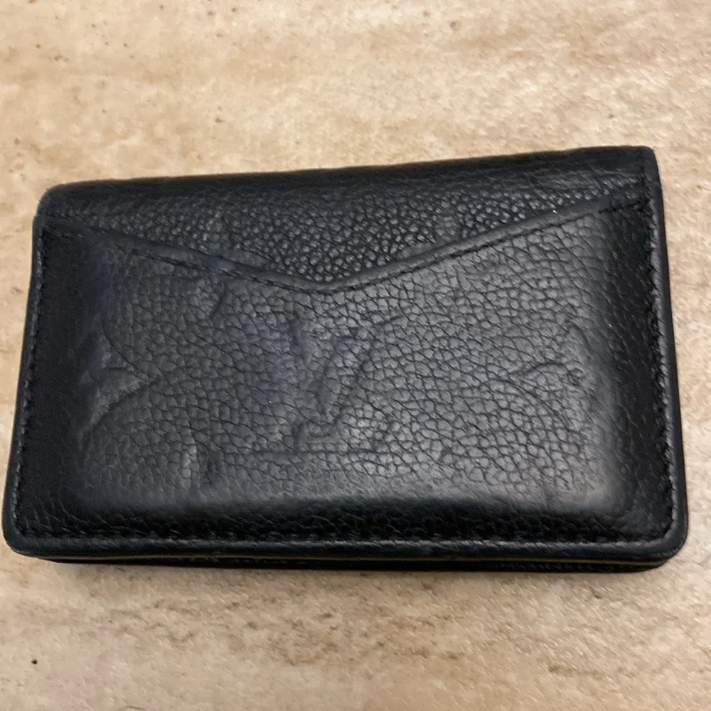 LOUIS VUITTON Black Monogram Empreinte Leather Multicartes Wallet with COA